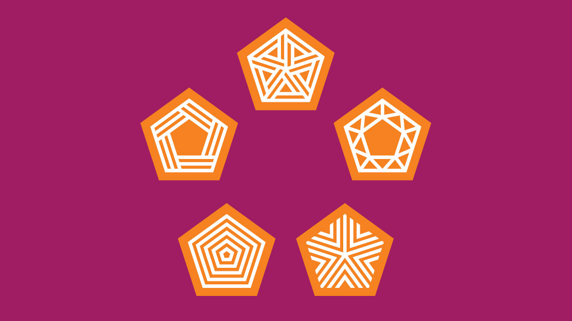 The '5-forces Collaborative Creativity' pentagon symbols