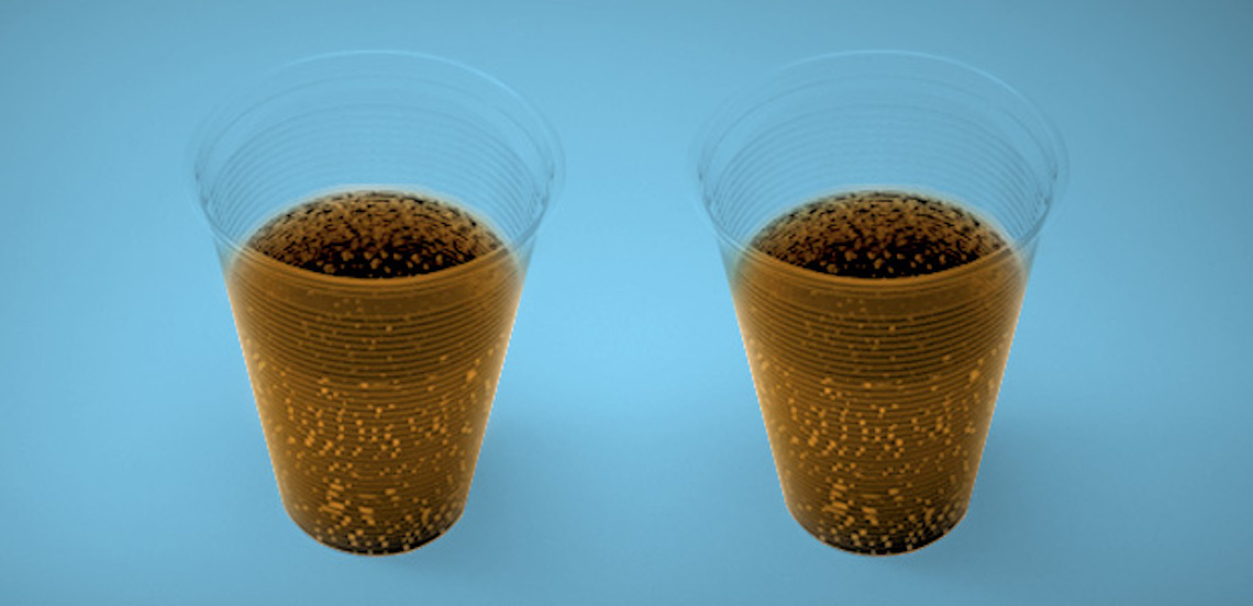 Two 'identical' cups of cola