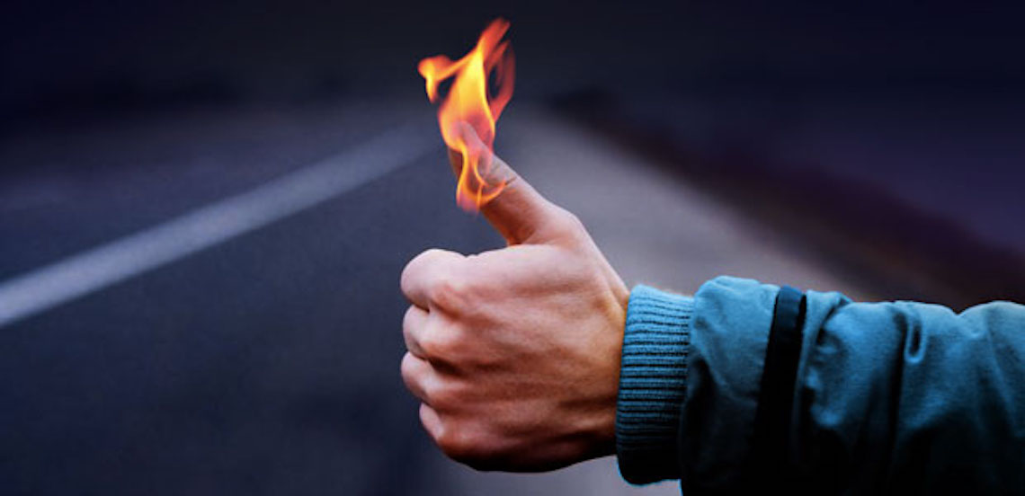 A burning thumb.