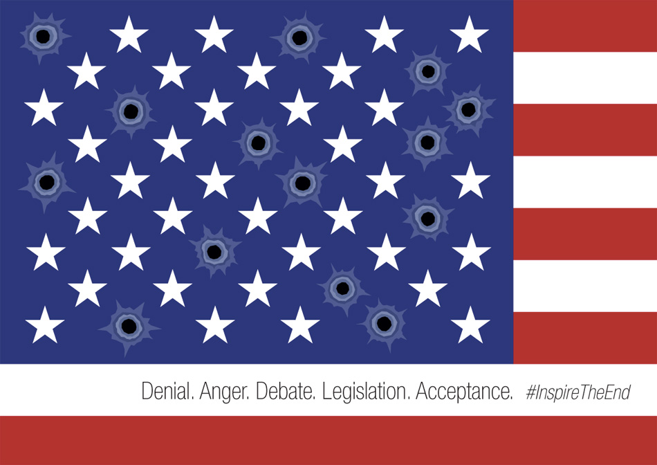 Bandiera Americana crivellata da proiettili.